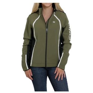 Cinch ladies color blocked bonded olive green jacket